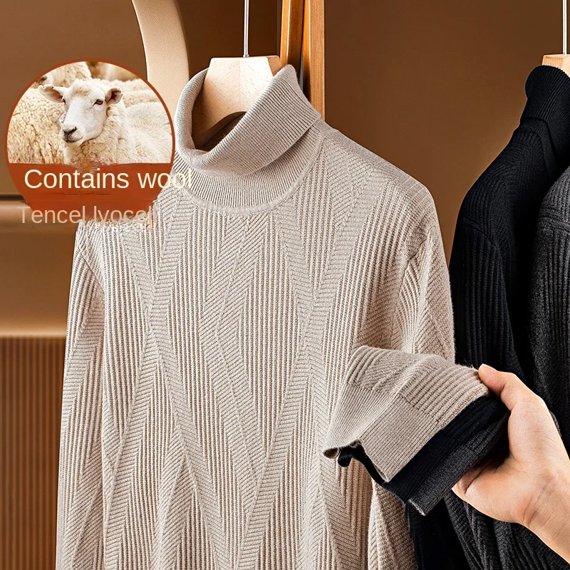 Men Wool Tencel Lyocell Blend Turtleneck Sweater Textured Jacquard Knitted Pullover Warm Soft Autumn‑Winter Casual Long‑Sleeve J
Men Wool Tencel Lyocell Blend Turtleneck Sweater Textured Jacquard Knitted Pullover Warm Soft Autumn‑Winter Casual Long‑Sleeve J