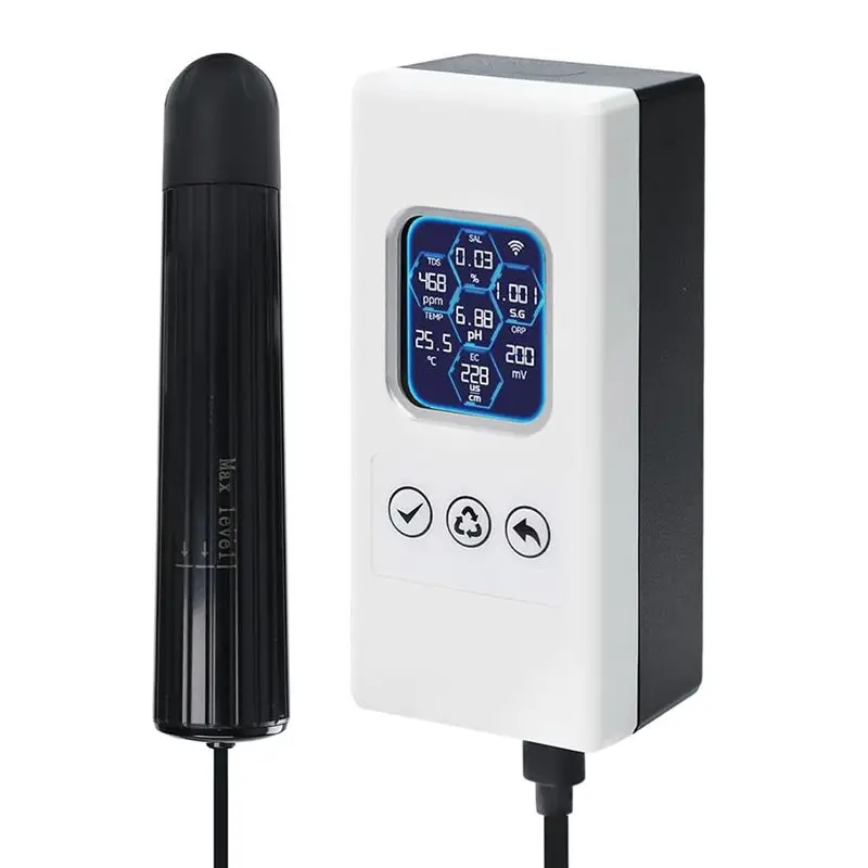 A24F-7 In 1 Smart Water Quality Tester, Wireless Wifi Water Monitor Measures PH/ORP/TDS/EC/Salinity/SG/TEMP,For Aquarium (US)
A24F-7 In 1 Smart Water Quality Tester, Wireless Wifi Water Monitor Measures PH/ORP/TDS/EC/Salinity/SG/TEMP,For Aquarium (US)