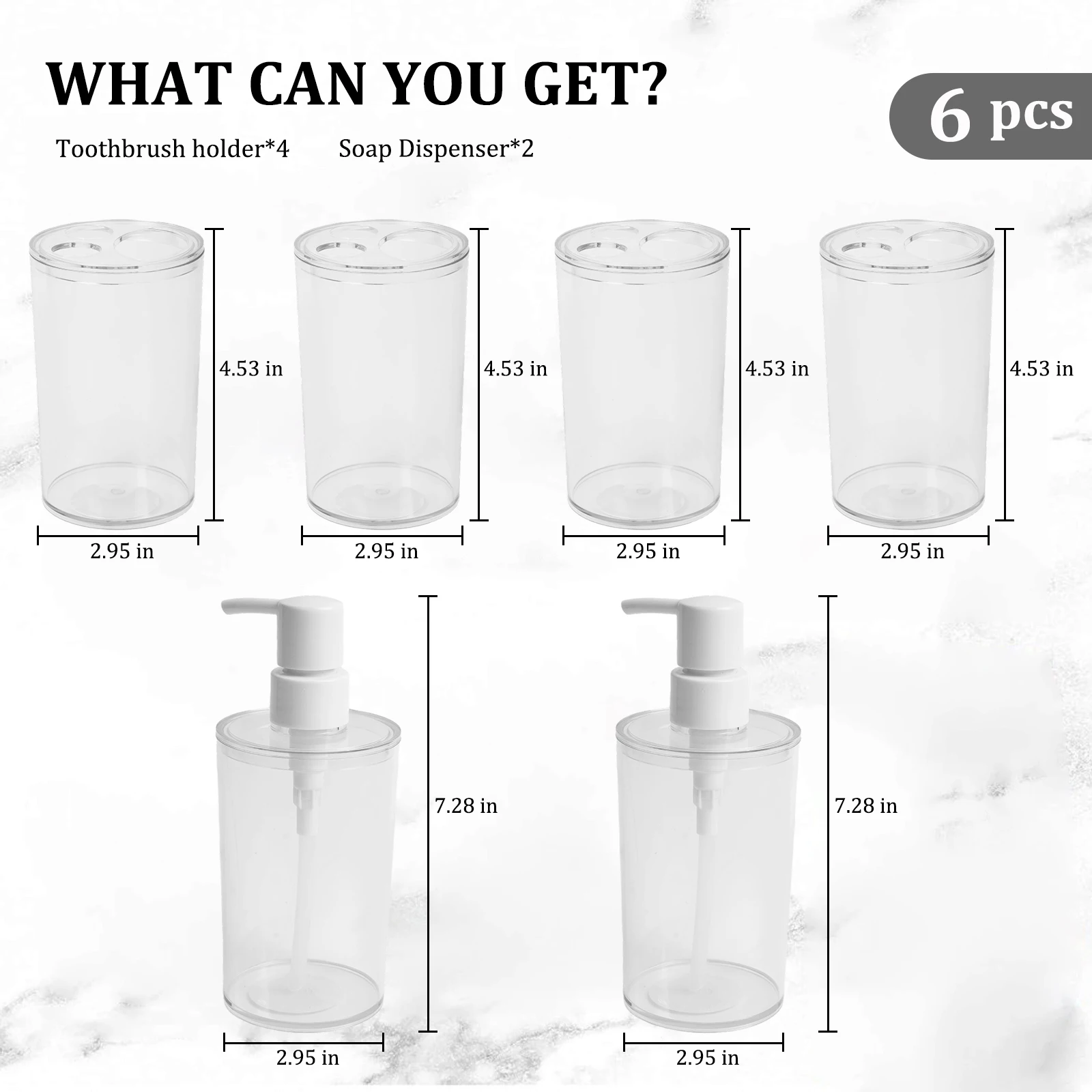 HANSMART 4/6Pcs Bathroom Accessory Set Multifunctional Soap Dispenser Toothbrush Holder Mouthwash Cup Easy Clean Countertop Bath Organizer Home Decor
HANSMART 4/6Pcs Bathroom Accessory Set Multifunctional Soap Dispenser Toothbrush Holder Mouthwash Cup Easy Clean Countertop Bath Organizer Home Decor