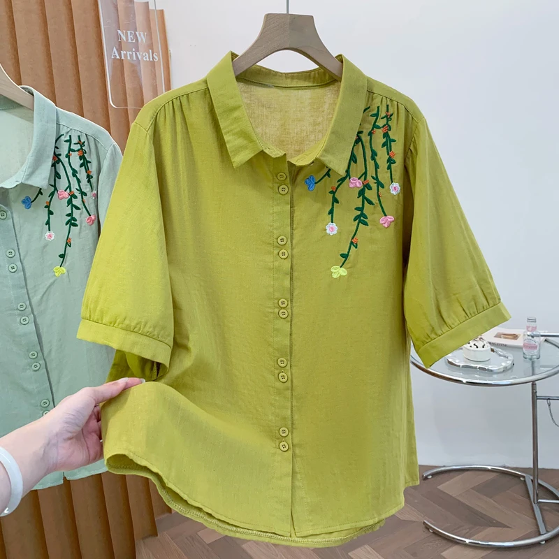 Large Size Cotton Embroidered Short Sleeve Open Cardigan Women's Loose Fit Slimming Summer Shirt Versatile Top Ethnic Style
Large Size Cotton Embroidered Short Sleeve Open Cardigan Women's Loose Fit Slimming Summer Shirt Versatile Top Ethnic Style