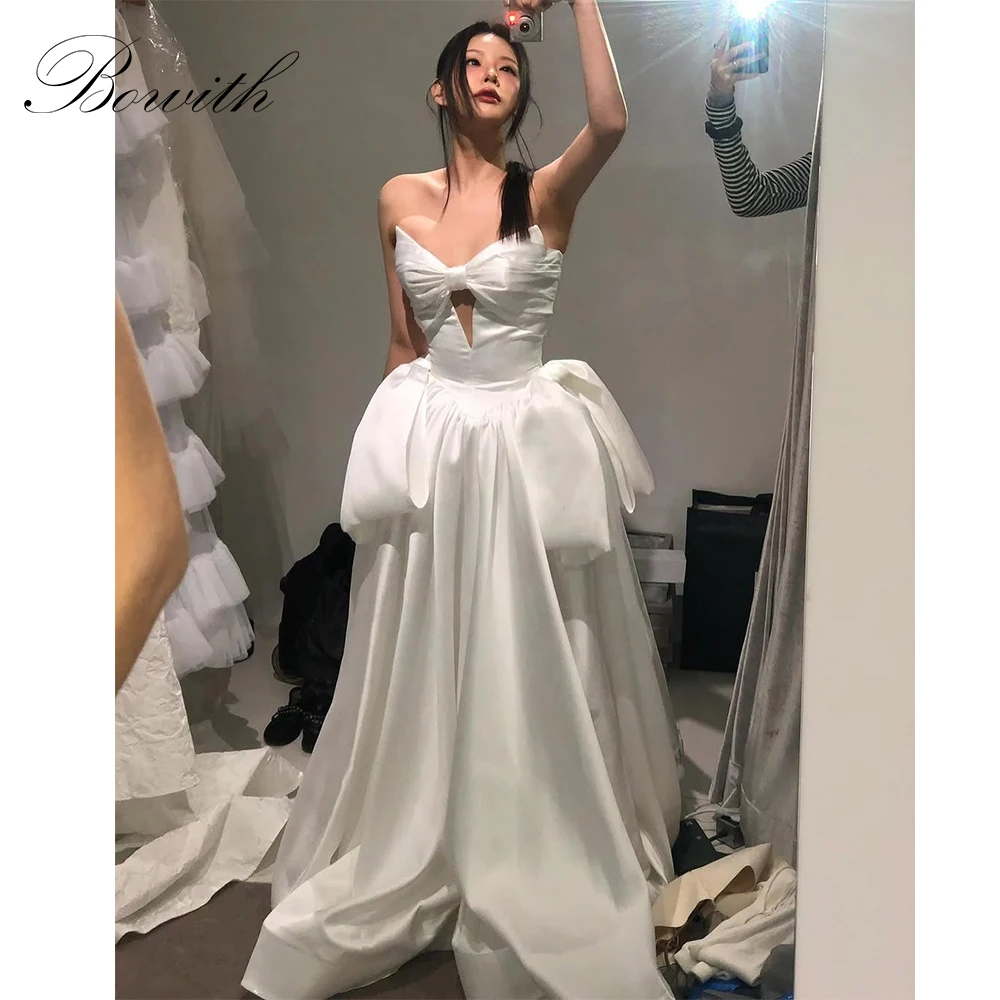 Bowith Strapless Bow Korean Wedding Dresses 2025 Bridal Gown Customized Elegant Wedding Snap Dress Reception Dresses 
Bowith Strapless Bow Korean Wedding Dresses 2025 Bridal Gown Customized Elegant Wedding Snap Dress Reception Dresses