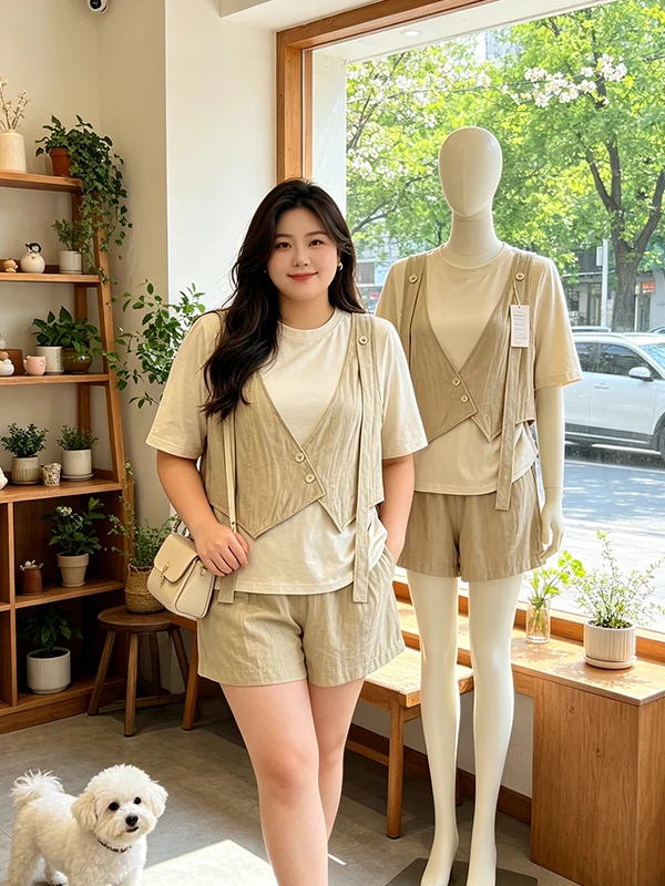 Summer plus Size Women's Casual Loose Fit T-Shirt Shorts Set Fake Two-Piece Slimming Lazy Two-Piece Suit Female Fashion
Summer plus Size Women's Casual Loose Fit T-Shirt Shorts Set Fake Two-Piece Slimming Lazy Two-Piece Suit Female Fashion