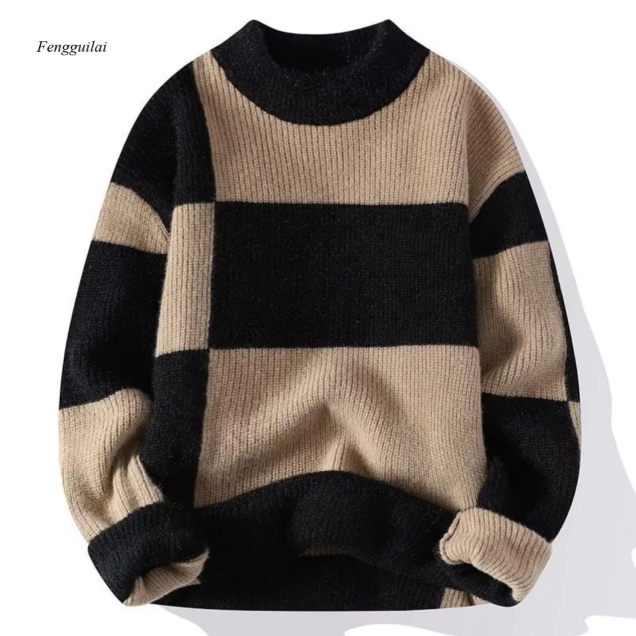 Модный унисекс свитер в черно-бежевую клетку, вязаный, с круглым вырезом, оверсайз, для повседневной уличной моды, осень-зима
Модный унисекс свитер в черно-бежевую клетку, вязаный, с круглым вырезом, оверсайз, для повседневной уличной моды, осень-зима