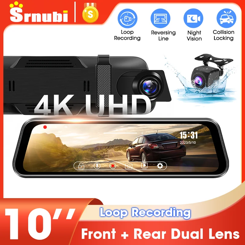 Srnubi 4K + 1080P видеорегистратор 10-дюймовый двухканальный автомобильный видеорегистратор камера заднего вида циклическая запись видеорегистратор ночного видения черный ящик
Srnubi 4K + 1080P видеорегистратор 10-дюймовый двухканальный автомобильный видеорегистратор камера заднего вида циклическая запись видеорегистратор ночного видения черный ящик