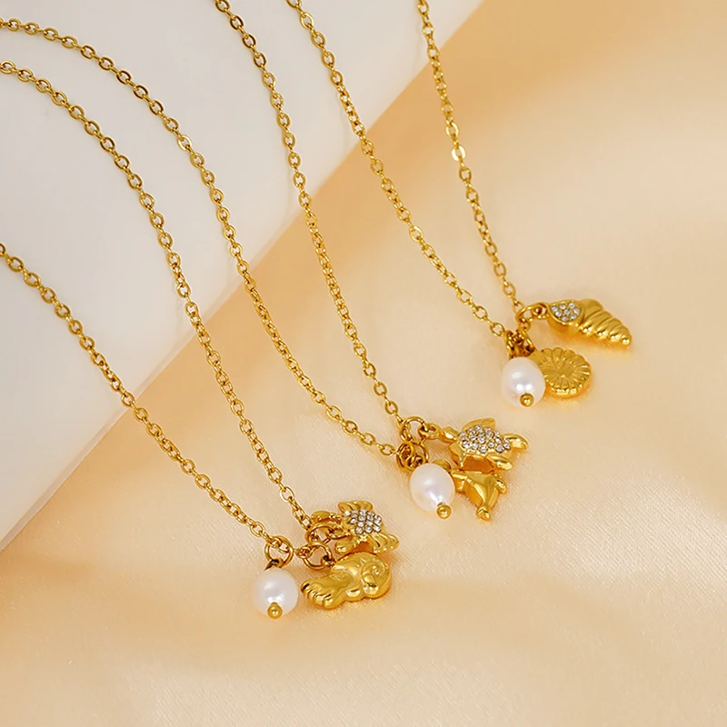 10Pcs Fashion Jewelry Ocean Series Stainless Steel 18k Gold Plated Set with Diamond Starfish Pendant Pearl Necklace for Women
10Pcs Fashion Jewelry Ocean Series Stainless Steel 18k Gold Plated Set with Diamond Starfish Pendant Pearl Necklace for Women