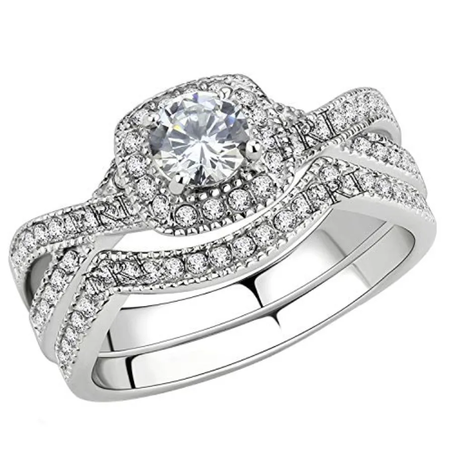 Stainless Steel Rings for Women Infinity Wedding Set Round CZ Cubic Zirconia Halo Engagement Bridal Jewelry Set
Stainless Steel Rings for Women Infinity Wedding Set Round CZ Cubic Zirconia Halo Engagement Bridal Jewelry Set