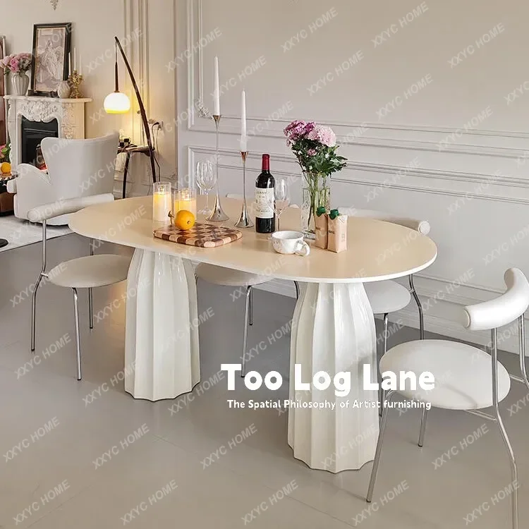 Cream Style Solid Wood Dining Table Family Small Apartment Oval Dining Table Modern Simplicity
Cream Style Solid Wood Dining Table Family Small Apartment Oval Dining Table Modern Simplicity