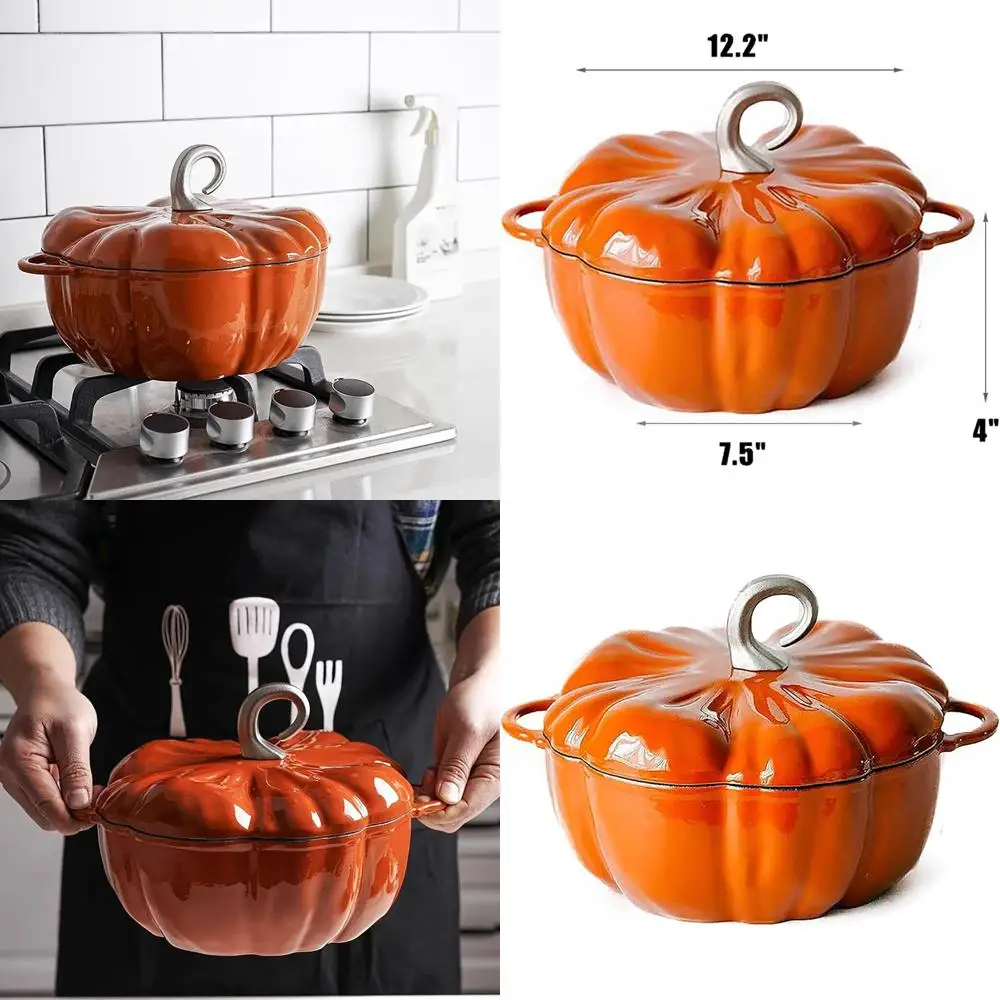 Кастрюля-голландка оранжевого цвета объемом 3,9 литра с крышкой, идеально подходит для тушения и приготовления супов, на 3-5 человек, идеально для Хэллоуина и Дня благодарения.
Кастрюля-голландка оранжевого цвета объемом 3,9 литра с крышкой, идеально подходит для тушения и приготовления супов, на 3-5 человек, идеально для Хэллоуина и Дня благодарения.