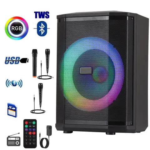 Altoparlante per feste Bluetooth inclinabile portatile da 5000 W Subwoofer da 8 "Sistema audio per bassi pesanti Altoparlante per DJ con luce a LED con microfono