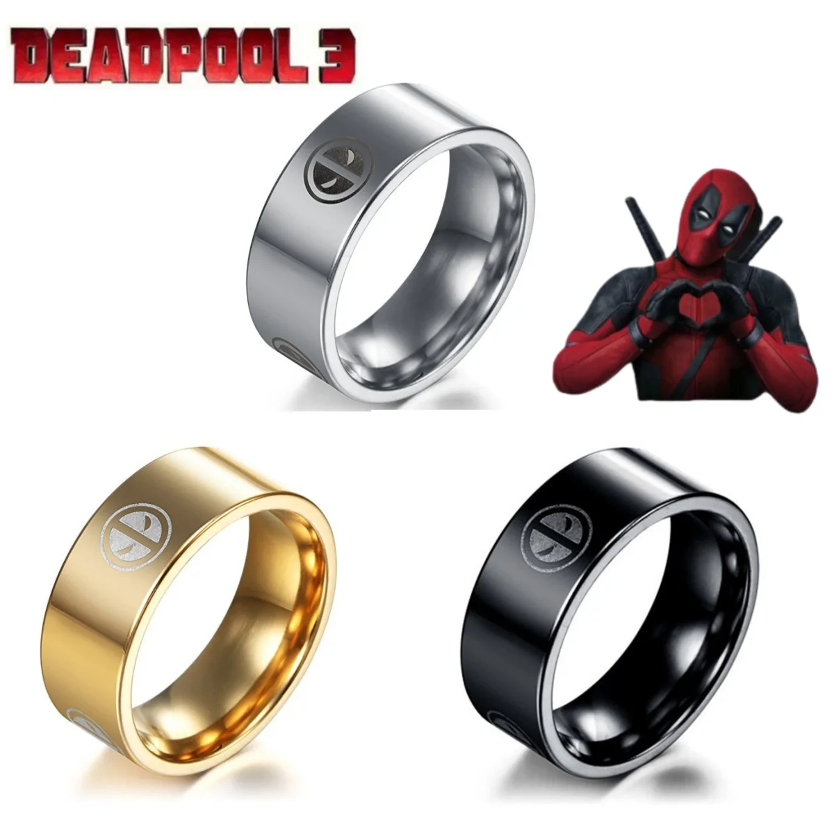 Marvel Deadpool 3 Creative Ring Film and Animation Around The New Men's Ring Titanium Steel Ring Manufacturers Wholesale
Marvel Deadpool 3 Creative Ring Film and Animation Around The New Men's Ring Titanium Steel Ring Manufacturers Wholesale