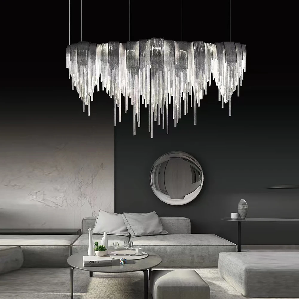 for Living Room Decorative Suspend Lighting Fixture Chandelier Modern Tassel Aluminum Chain LED Hanging Pendant Lights Lustre
for Living Room Decorative Suspend Lighting Fixture Chandelier Modern Tassel Aluminum Chain LED Hanging Pendant Lights Lustre