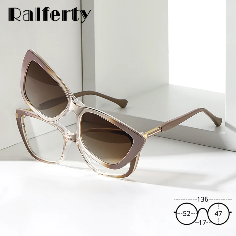 Солнцезащитные очки Ralferty Designer Cat Eye Clip On класса люкс для женщин с пружинными шарнирами, модные градиентные магнитные очки 2026 года
Солнцезащитные очки Ralferty Designer Cat Eye Clip On класса люкс для женщин с пружинными шарнирами, модные градиентные магнитные очки 2026 года