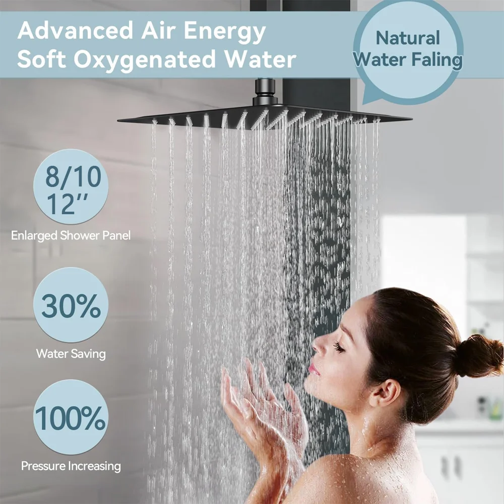 New 8/10/12" Stainless Steel Pressure Boosting Shower Head Black Silver Golden High Pressure Large Flow Spa Bathroom Showerhead
New 8/10/12" Stainless Steel Pressure Boosting Shower Head Black Silver Golden High Pressure Large Flow Spa Bathroom Showerhead