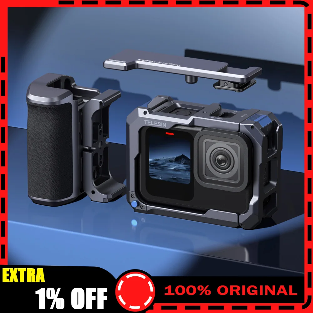 Спортивная камера TELESIN, ручка, металлическая клетка, защита от зарядки, адаптер для холодного башмака, чехол из алюминиевого сплава для Gopro 13, 12, 11, 10, 9
Спортивная камера TELESIN, ручка, металлическая клетка, защита от зарядки, адаптер для холодного башмака, чехол из алюминиевого сплава для Gopro 13, 12, 11, 10, 9