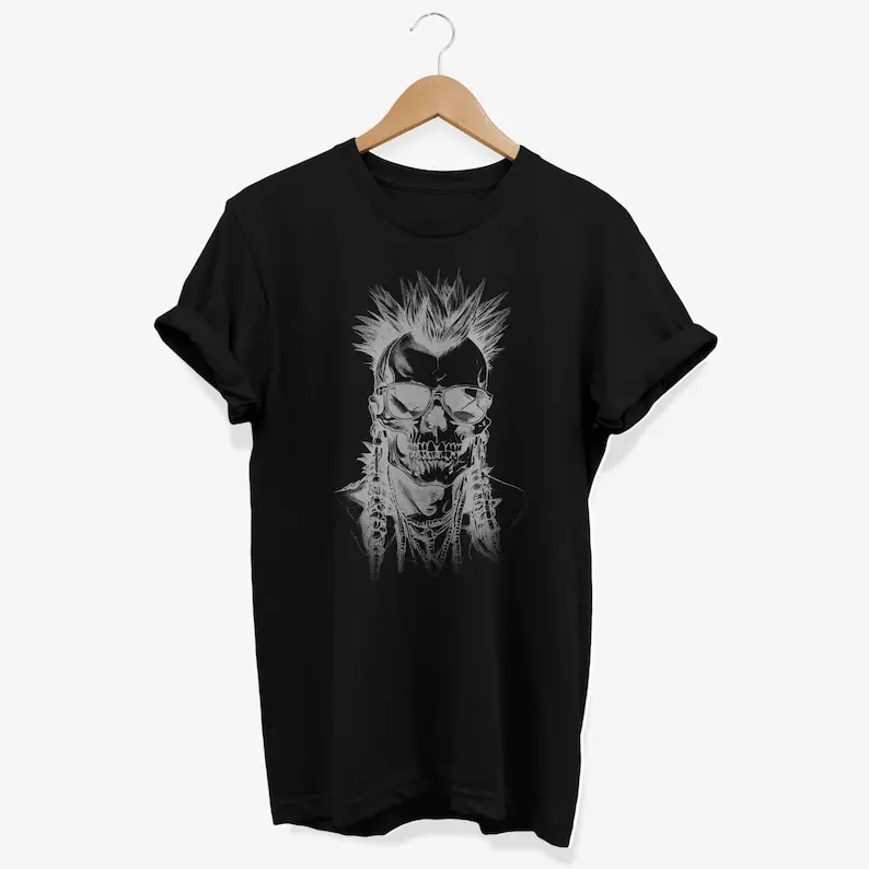 Camiseta estilo gótico con calavera punk / Regalos de bandas de punk rock / Camiseta con gráfico de esqueleto
Camiseta estilo gótico con calavera punk / Regalos de bandas de punk rock / Camiseta con gráfico de esqueleto