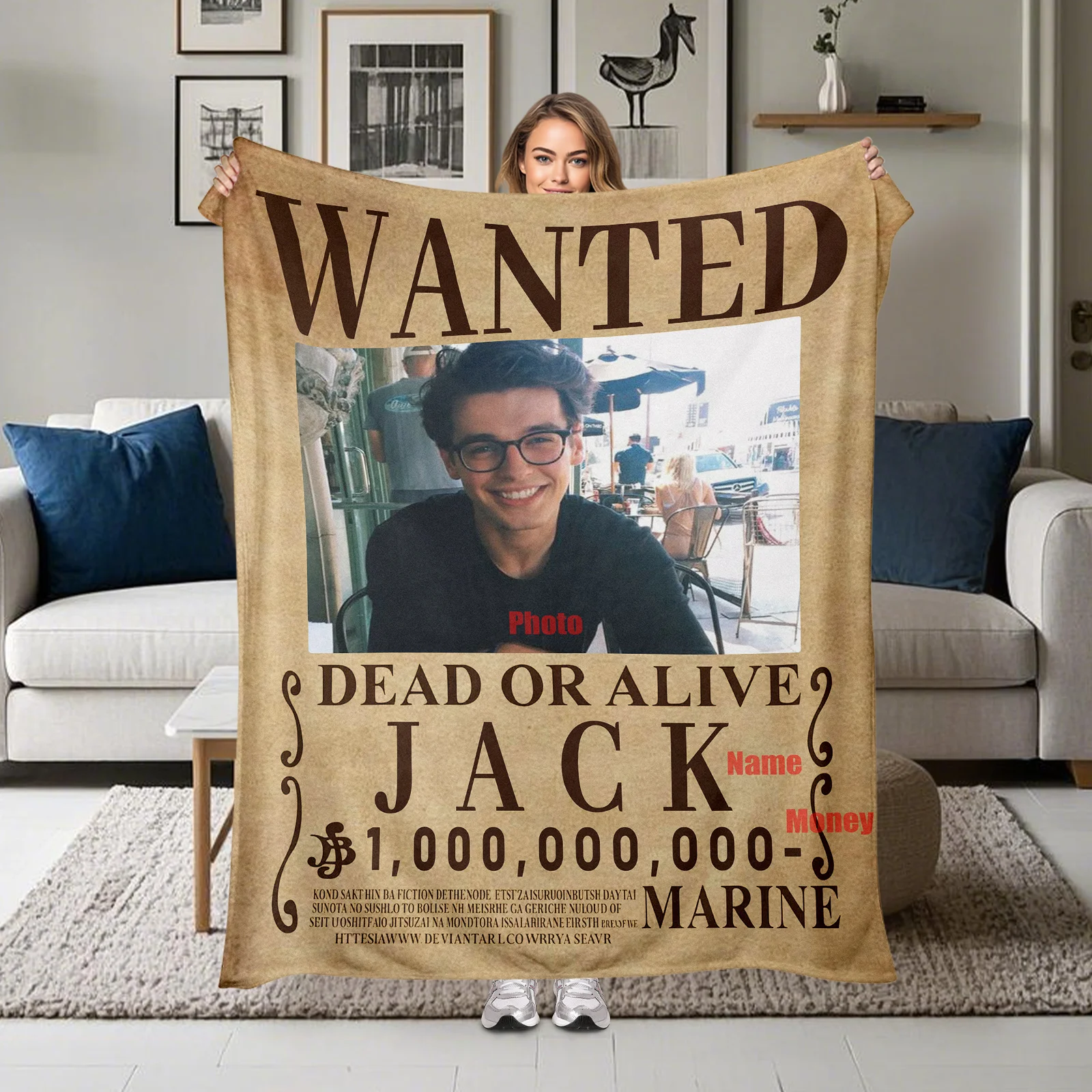 Wanted Poster Inspired Blanket Custom Photo Text Creative Funny Gift Idea Warm Home Decor Personalized Design Unique Present
Wanted Poster Inspired Blanket Custom Photo Text Creative Funny Gift Idea Warm Home Decor Personalized Design Unique Present