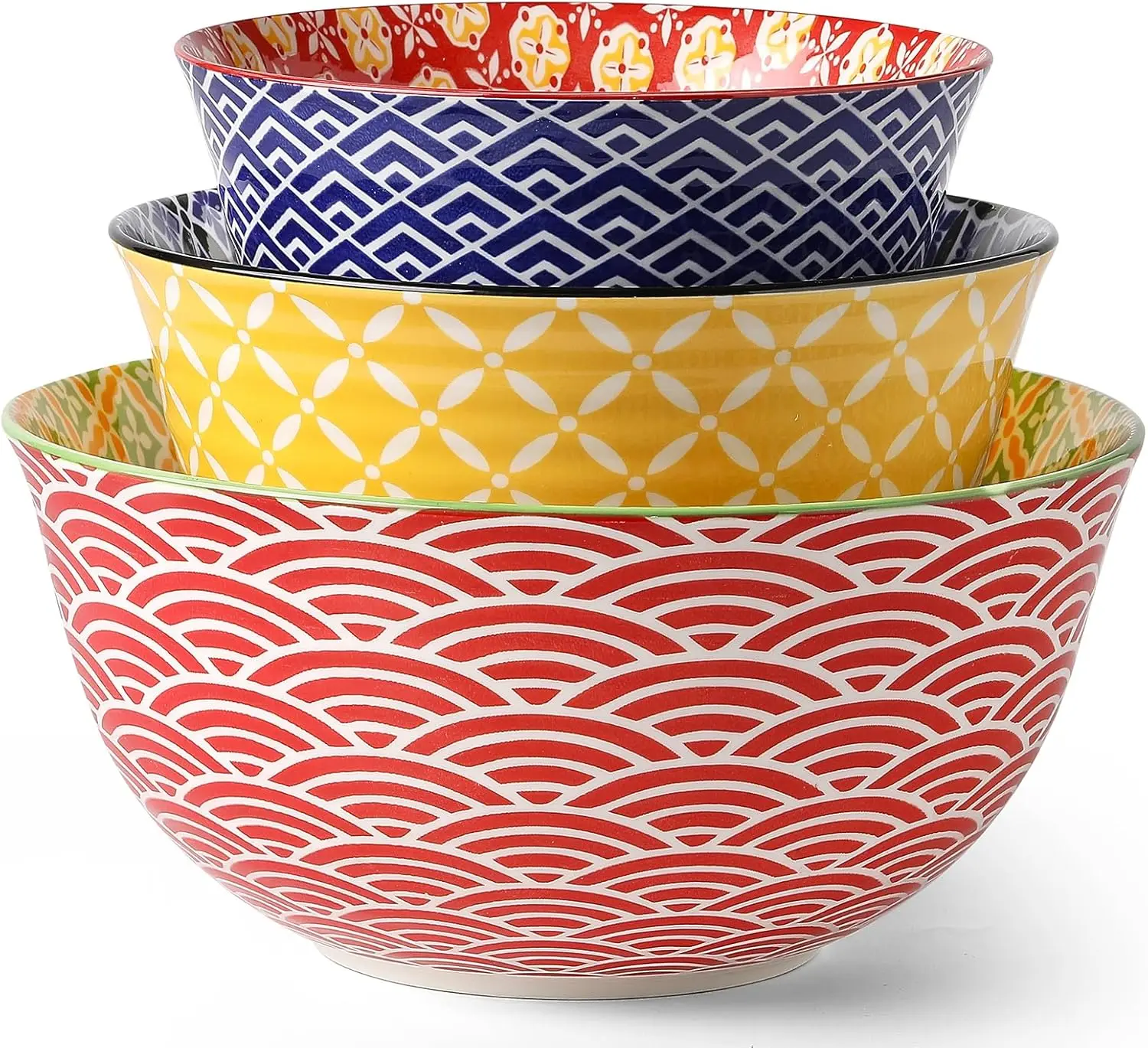 Ceramic Mixing Bowls for Kitchen, Colorful Nesting Bowls, Large Serving Bowls for Prepping, Baking, Salad, Microwave Safe
Ceramic Mixing Bowls for Kitchen, Colorful Nesting Bowls, Large Serving Bowls for Prepping, Baking, Salad, Microwave Safe