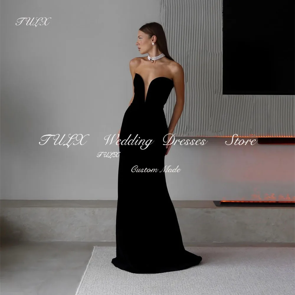TULX Sexy Mermaid Party Dress Black Sweetheart Sleeveless Elegant Evening Dress Floor Length for Women فساتين سهرة Customized
TULX Sexy Mermaid Party Dress Black Sweetheart Sleeveless Elegant Evening Dress Floor Length for Women فساتين سهرة Customized