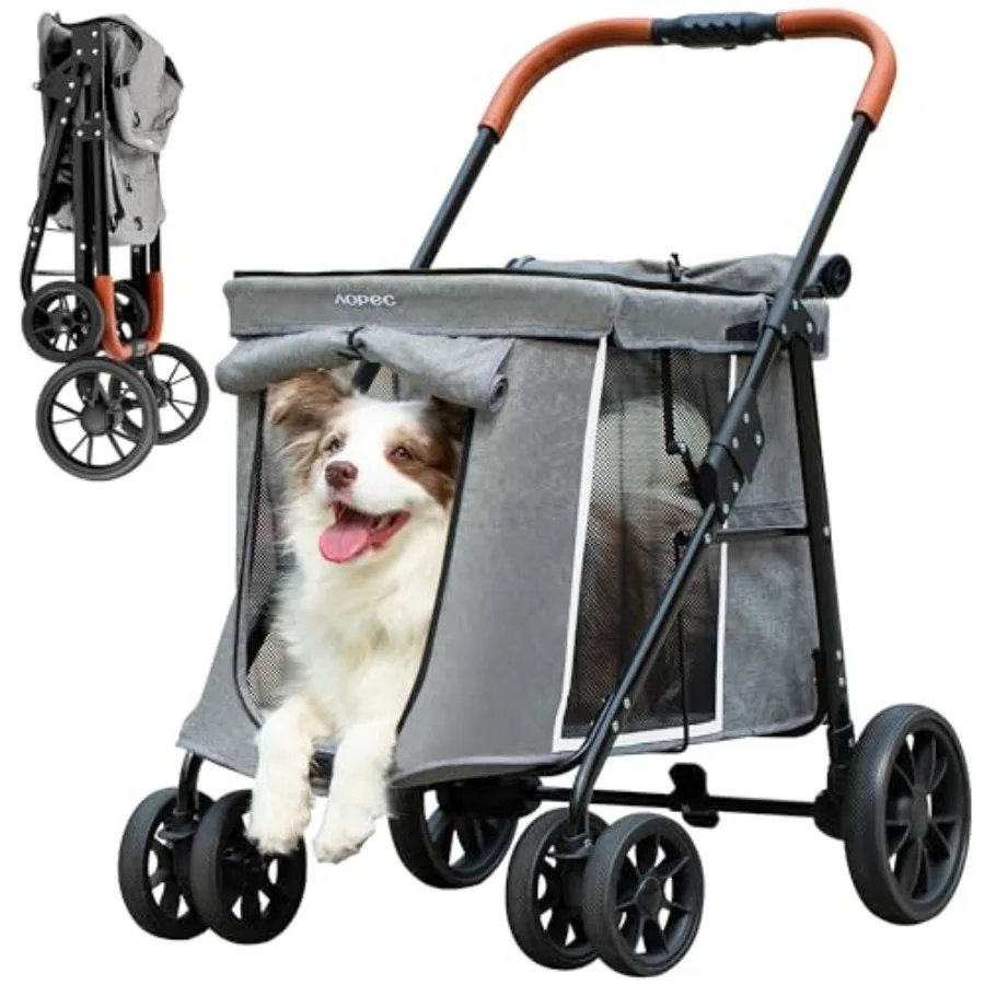 Medium Dog Stroller for Outdoor Travel and Elderly Dogs, Gray Polyester with Steel Frame, Dual Entry One-Touch Folding, 360 Rot
Medium Dog Stroller for Outdoor Travel and Elderly Dogs, Gray Polyester with Steel Frame, Dual Entry One-Touch Folding, 360 Rot