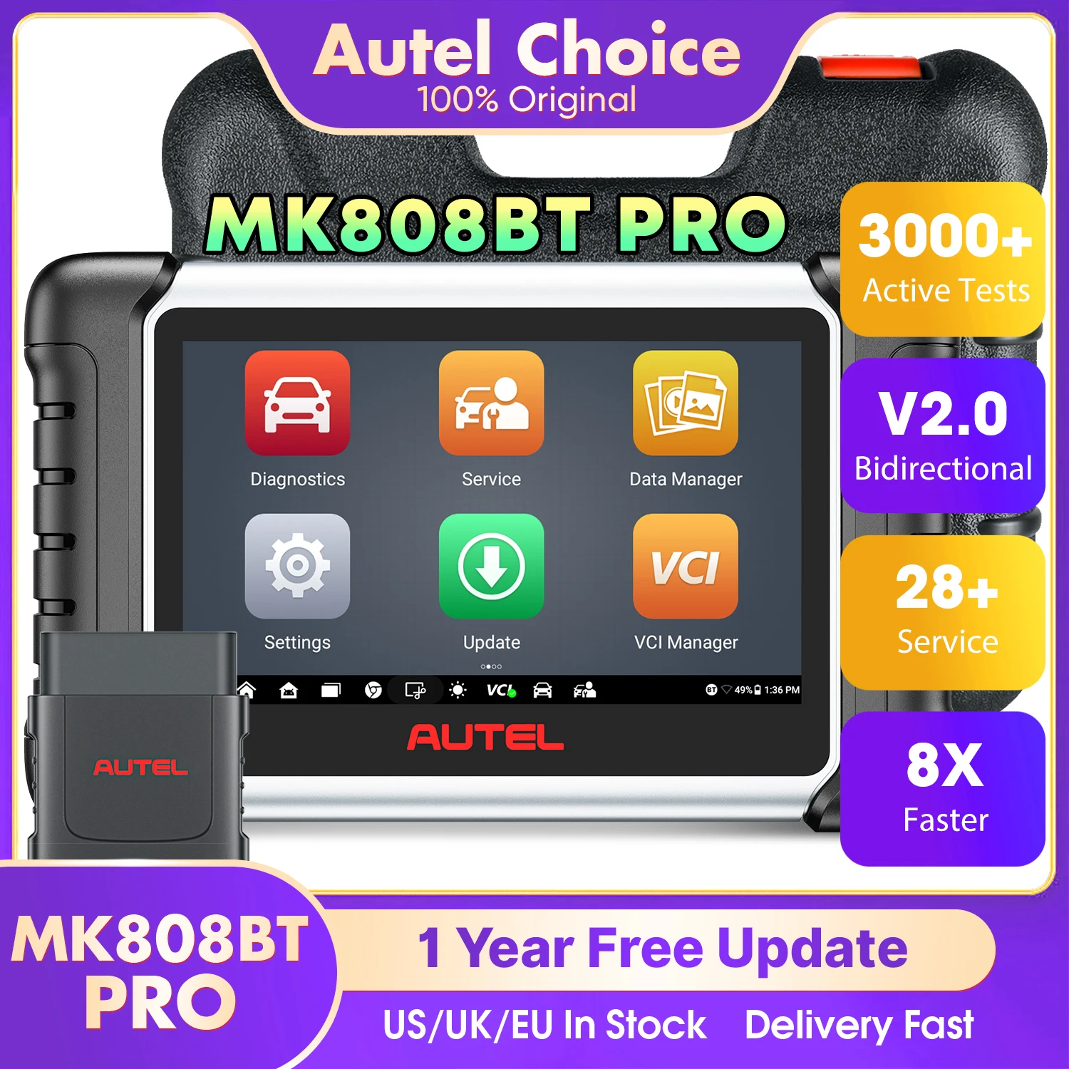 Автосканер Autel MaxiCOM MK808BT PRO, диагностический инструмент для автомобилей, Bluetooth, считыватель кодов OBD2, все системы, аналог MK808KBT, MK808S
Автосканер Autel MaxiCOM MK808BT PRO, диагностический инструмент для автомобилей, Bluetooth, считыватель кодов OBD2, все системы, аналог MK808KBT, MK808S