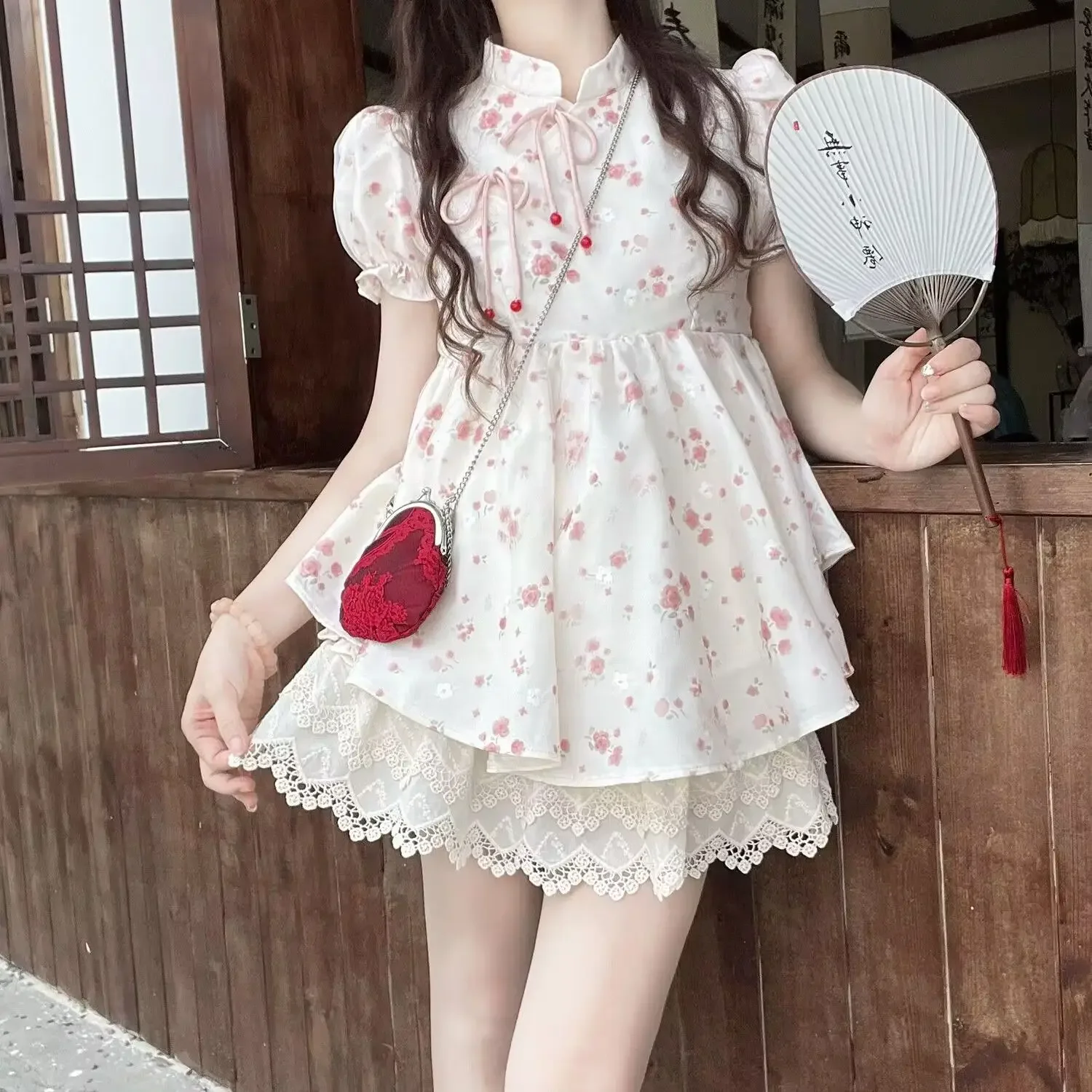 Print Floral Kawaii Two Piece Set Women Japanese Sweet Elegant Skirt Suit Female Puff Sleeve Blouses+Lace Lolita Cake Skirt
Print Floral Kawaii Two Piece Set Women Japanese Sweet Elegant Skirt Suit Female Puff Sleeve Blouses+Lace Lolita Cake Skirt
