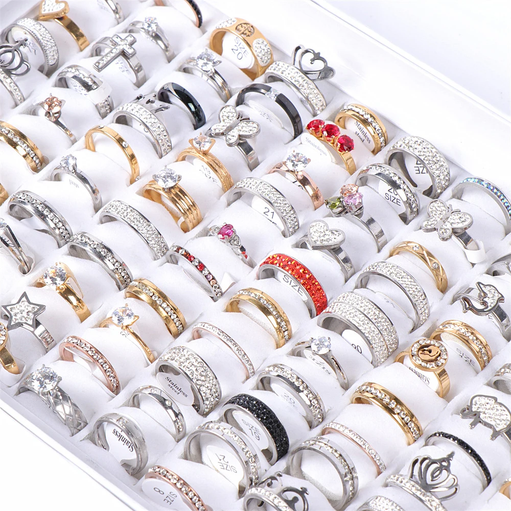 20pcs/lot Fashion Colorful Crystal Rhinestone Stainless Steel Heart Love Rings For Women Mix Style Wedding Jewelry
20pcs/lot Fashion Colorful Crystal Rhinestone Stainless Steel Heart Love Rings For Women Mix Style Wedding Jewelry