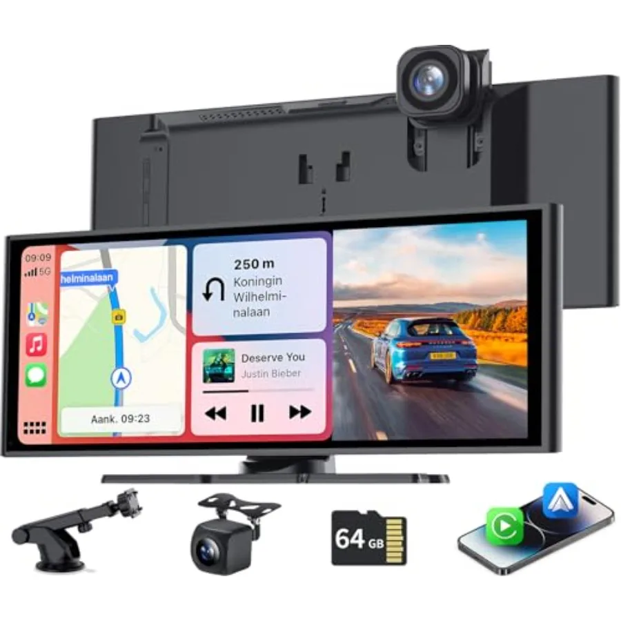 Car dashboard application: 10.26-inch CarPlay screen ABS plastic black 4K dash cam + HD backup camera integration Bluetooth nav
Car dashboard application: 10.26-inch CarPlay screen ABS plastic black 4K dash cam + HD backup camera integration Bluetooth nav