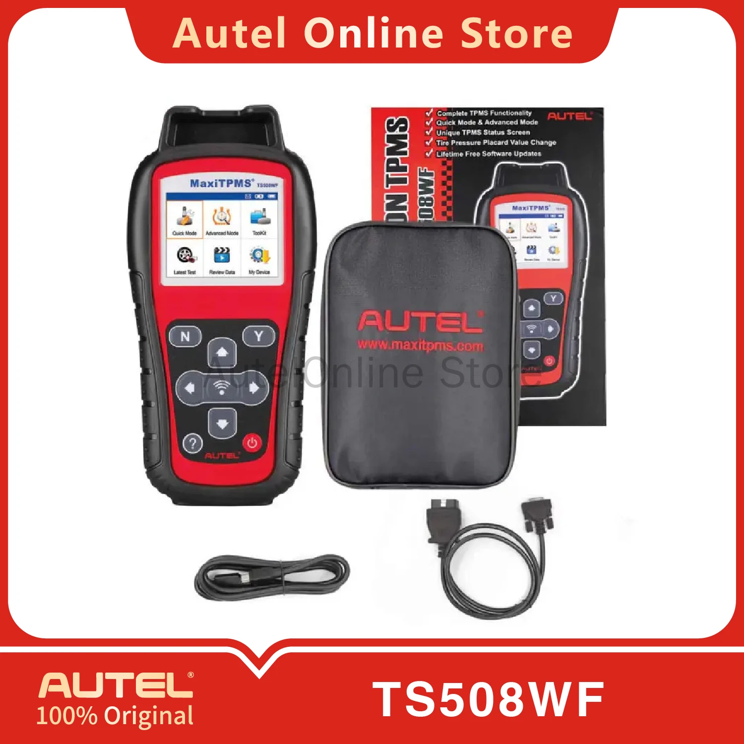 AUTEL Maxi TPMS TS508WF Усовершенствованный сервисный инструмент TPMS Бесплатное обновление онлайн-версия Wi-Fi
AUTEL Maxi TPMS TS508WF Усовершенствованный сервисный инструмент TPMS Бесплатное обновление онлайн-версия Wi-Fi