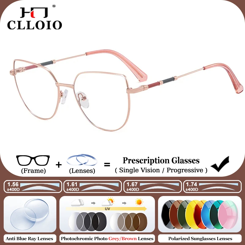 CLLOIO Fashion Cat Eye Progressive Glasses Luxury Women Blue Light Filter Myopia Customized Prescription Photochromic Eyeglasses
CLLOIO Fashion Cat Eye Progressive Glasses Luxury Women Blue Light Filter Myopia Customized Prescription Photochromic Eyeglasses