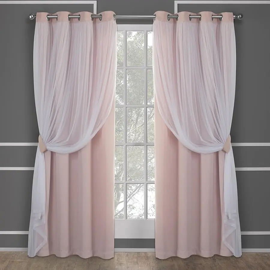 Talia Double Layer Indoor Curtains, Sheer and Room Darkening Blackout, Grommet Top, Energy Efficient, 2-Pack Set, 52"W x 84"L (P 
Talia Double Layer Indoor Curtains, Sheer and Room Darkening Blackout, Grommet Top, Energy Efficient, 2-Pack Set, 52"W x 84"L (P