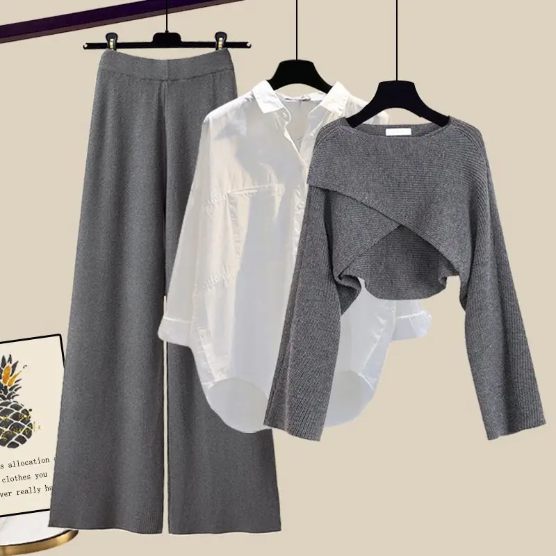 Casual Knitted Short Sweater Set Women's High Waist Wide Leg Pants Three Piece Suite Autumn Fashion Comfortable Breathable
Casual Knitted Short Sweater Set Women's High Waist Wide Leg Pants Three Piece Suite Autumn Fashion Comfortable Breathable