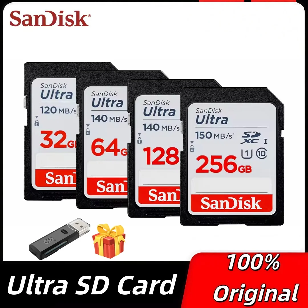 SanDisk Ultra UHS-I SD Card 32GB 64GB 128GB 256GB Class 10 UHS-I Storage Card Up to 150MB/s C10 Memory Card For HD Camera
SanDisk Ultra UHS-I SD Card 32GB 64GB 128GB 256GB Class 10 UHS-I Storage Card Up to 150MB/s C10 Memory Card For HD Camera