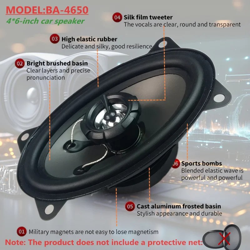 4X6inch car coaxial speaker,4*6In-car audio music full-range stereo tweeter mid-bass full-range speaker,Embedded installation,Wi
4X6inch car coaxial speaker,4*6In-car audio music full-range stereo tweeter mid-bass full-range speaker,Embedded installation,Wi
