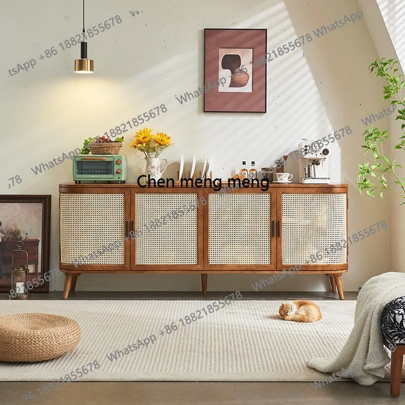 Solid wood four-door rattan, locker, retro living room dining side, porch cabinet
Solid wood four-door rattan, locker, retro living room dining side, porch cabinet