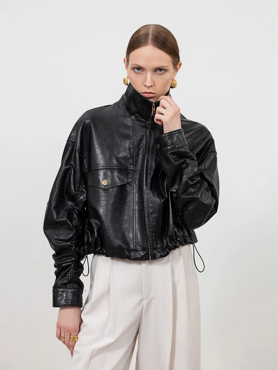 Casual Short Genuine Leather Jackets for Women Spring Autumn 2026 High-end Simple Stand Collar Loose Black Real Sheepskin Coat
Casual Short Genuine Leather Jackets for Women Spring Autumn 2026 High-end Simple Stand Collar Loose Black Real Sheepskin Coat