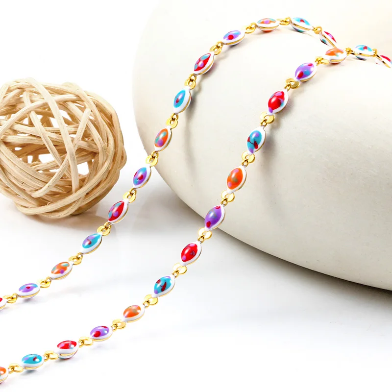 1 метр красочная эмалированная картина из бисера, цепочка из нержавеющей стали, ожерелье для женщин, браслет, звено, позолоченные ювелирные аксессуары
1 метр красочная эмалированная картина из бисера, цепочка из нержавеющей стали, ожерелье для женщин, браслет, звено, позолоченные ювелирные аксессуары