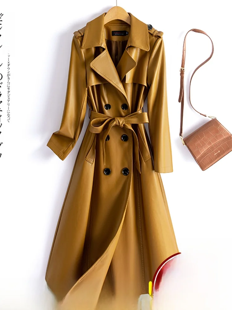 2025 Spring Autumn Women's Long Over-Knee eepskin Leather Jaet Slim Fit Korean Sle Coat Trendy Commute Sle Belted
2025 Spring Autumn Women's Long Over-Knee eepskin Leather Jaet Slim Fit Korean Sle Coat Trendy Commute Sle Belted
