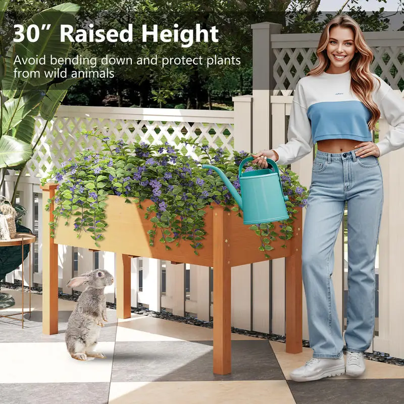 Raised Garden Bed with Legs and Drainage Holes for Backyard-Brown
Raised Garden Bed with Legs and Drainage Holes for Backyard-Brown