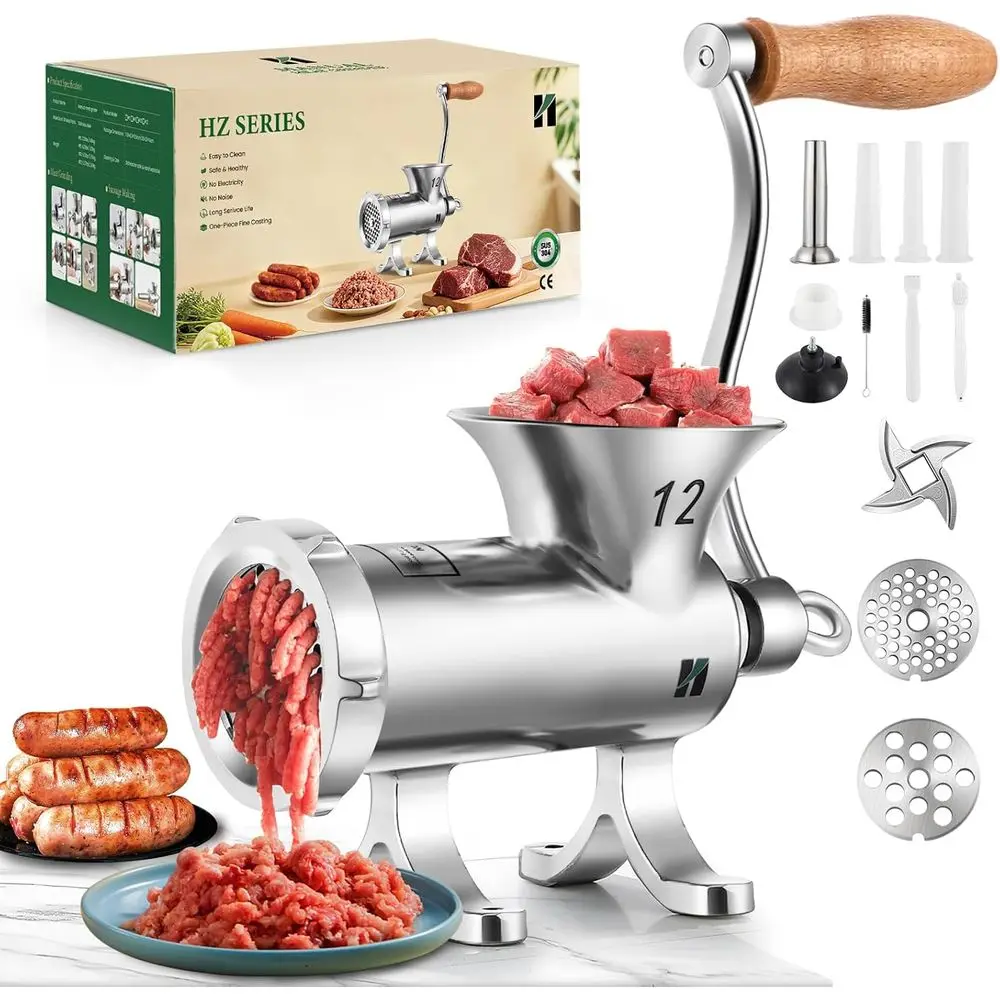 Upgraded Manual Meat Grinder - EortlHome Homemade Meals, StainlSteel, or Sausage/Chili/Baby ood, Heavy Duty with Table Clamp HZ-
Upgraded Manual Meat Grinder - EortlHome Homemade Meals, StainlSteel, or Sausage/Chili/Baby ood, Heavy Duty with Table Clamp HZ-