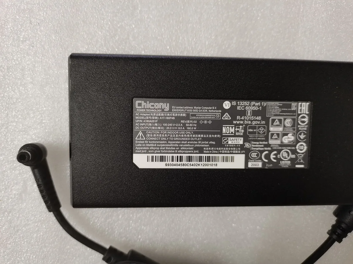 OEM Slim Chicony A17-180P4B 180W 20V 9A AC Adapter Charger For Anker Thunderbolt 3 Docking Station - A8396 Original
OEM Slim Chicony A17-180P4B 180W 20V 9A AC Adapter Charger For Anker Thunderbolt 3 Docking Station - A8396 Original