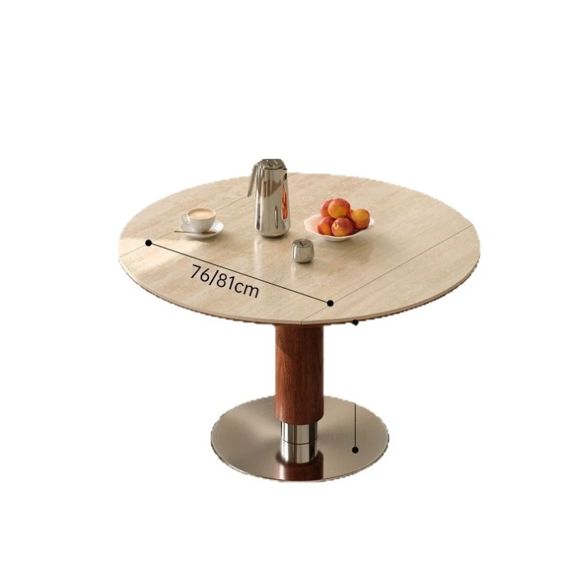 Medieval walnut solid wood small household variable round telescopic folding travertine rock slab dining table
Medieval walnut solid wood small household variable round telescopic folding travertine rock slab dining table