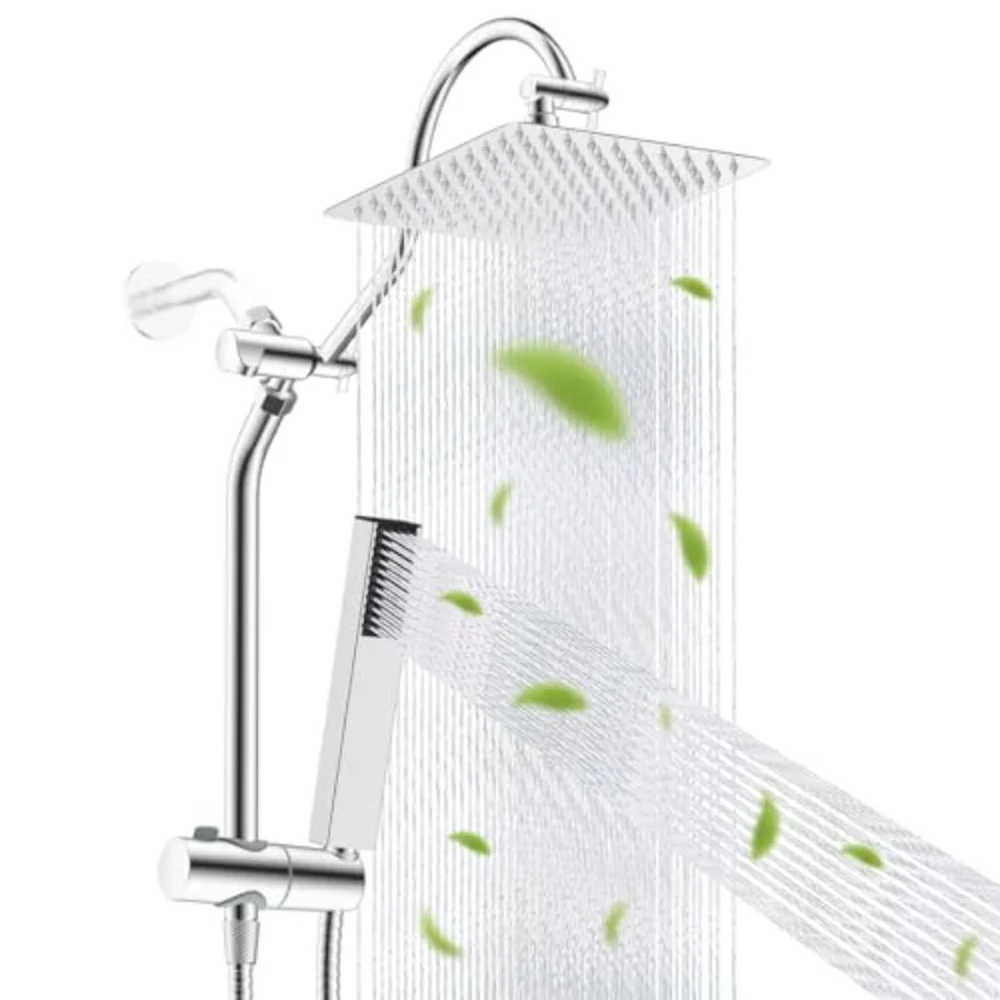 High Pressure 10'' Rainfall Shower Head for Bathroom, Chrome, cUPC Certified with 4-mode Handheld Spray, 12'' Adjustable Arm, E
High Pressure 10'' Rainfall Shower Head for Bathroom, Chrome, cUPC Certified with 4-mode Handheld Spray, 12'' Adjustable Arm, E