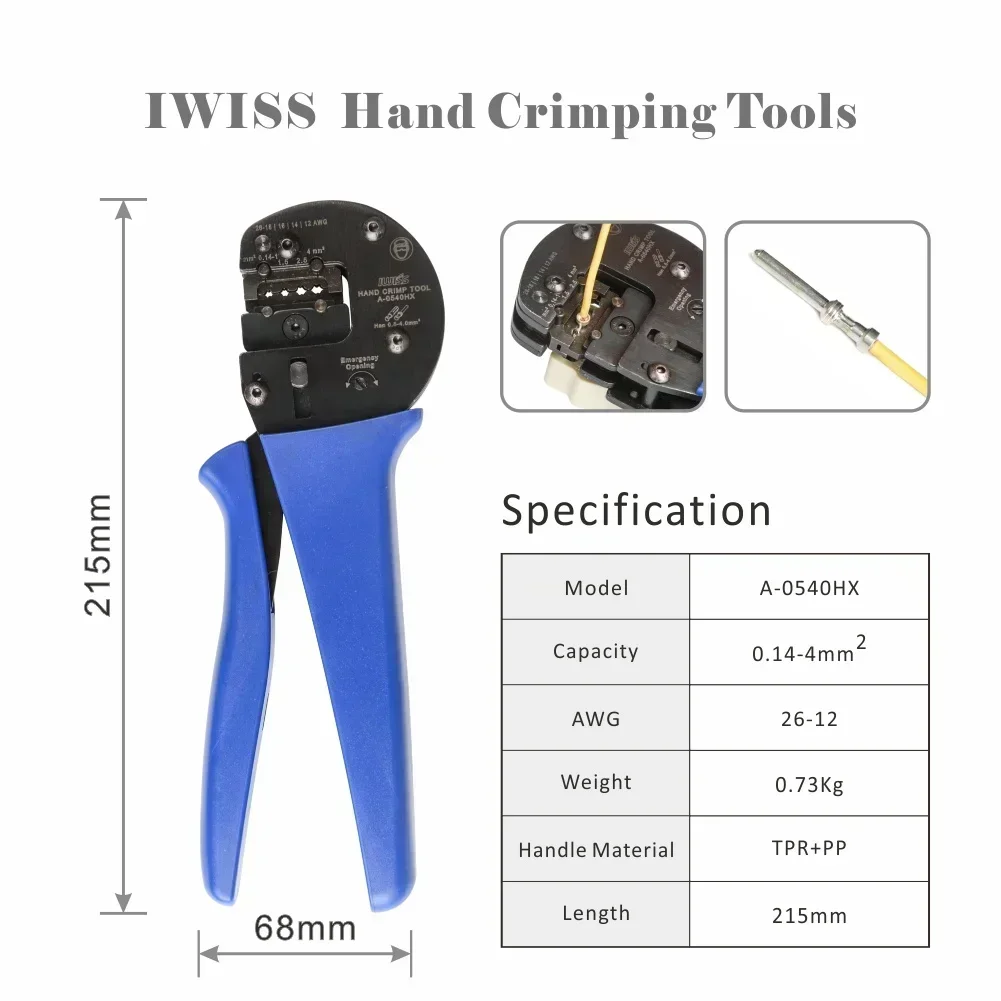 A-0540HX Ratchet Crimping Tools AWG 26-12 Harting Han C,Han D,Han-E Contact or Connectors with Locator Hand Crimper Pliers Tool
A-0540HX Ratchet Crimping Tools AWG 26-12 Harting Han C,Han D,Han-E Contact or Connectors with Locator Hand Crimper Pliers Tool