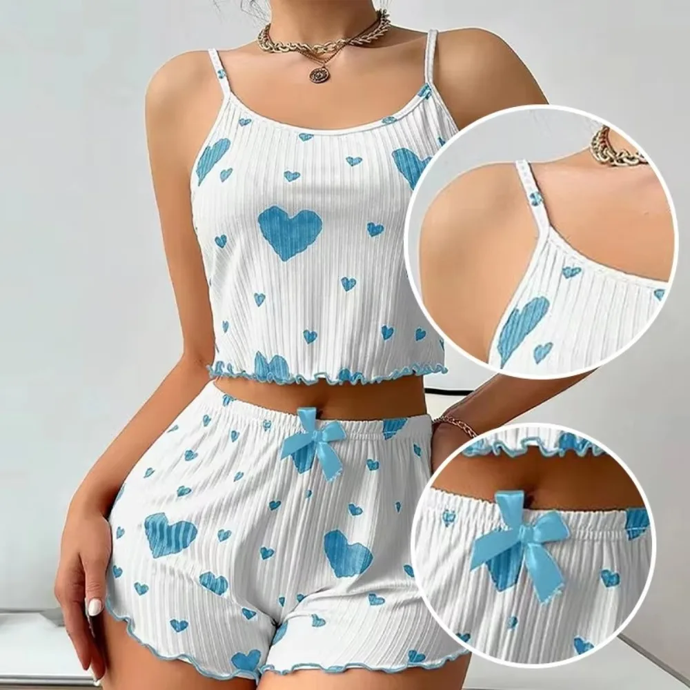 Fashion Summer Thin Pajamas Solid Color Polyester Leisure Suit Sling Pajamas Female
Fashion Summer Thin Pajamas Solid Color Polyester Leisure Suit Sling Pajamas Female