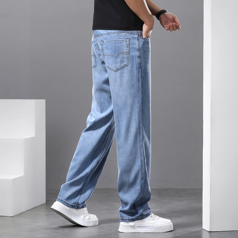 2026 Summer Brand Lyocell Ice Silk Cool Men's Straight Fit Loose Lightweight Jeans Classic Pocket Casual Full Length Thin Pants
2026 Summer Brand Lyocell Ice Silk Cool Men's Straight Fit Loose Lightweight Jeans Classic Pocket Casual Full Length Thin Pants