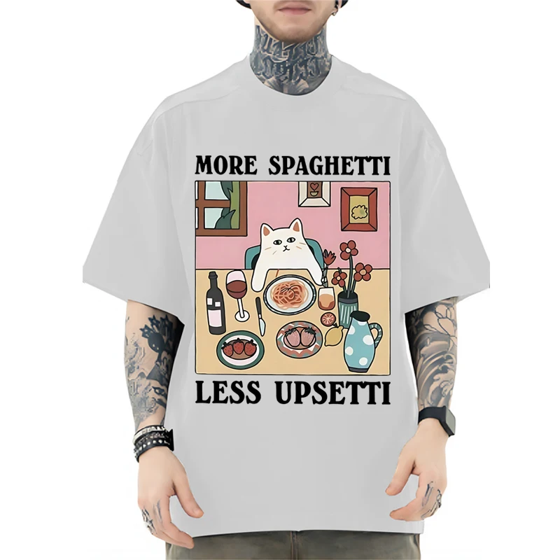 More Spaghetti Less Upsetti Cat T-Shirt men women 100% Cotton cool short sleeve classic Summer Cute Kawaii Unisex plus size tops
More Spaghetti Less Upsetti Cat T-Shirt men women 100% Cotton cool short sleeve classic Summer Cute Kawaii Unisex plus size tops