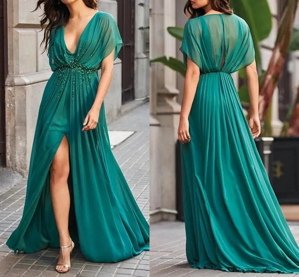 Sparkle Elegant Dark Green Long Evening Party Dress 2025 V Neck Short Sleeve Beading Prom Formal Gown Vestidos Robes De Soirée
Sparkle Elegant Dark Green Long Evening Party Dress 2025 V Neck Short Sleeve Beading Prom Formal Gown Vestidos Robes De Soirée