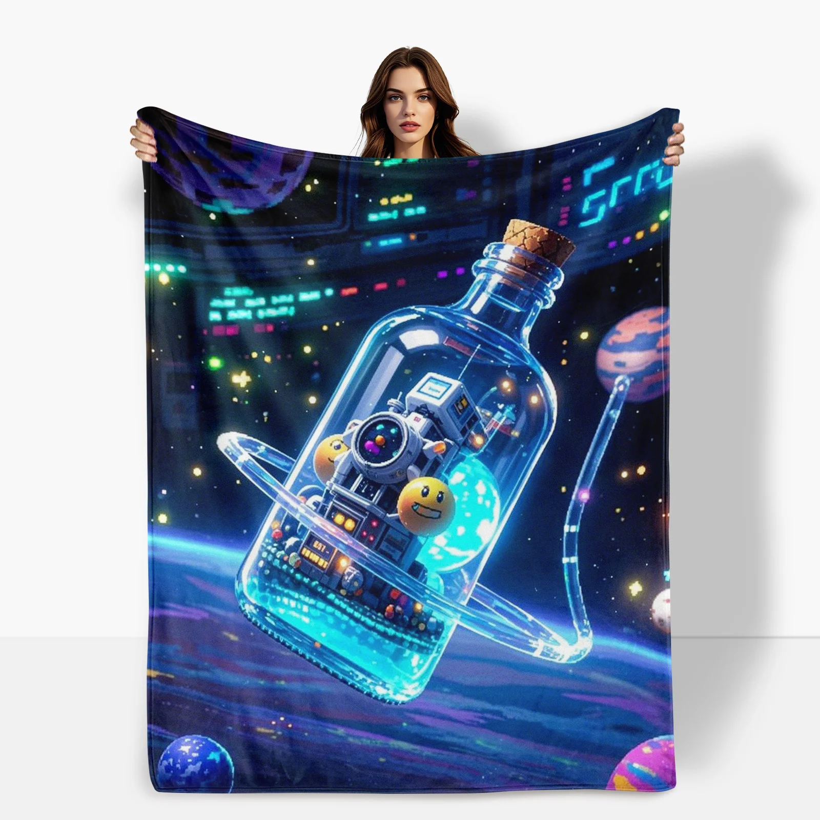 Pixel Art Drift Bottle With Planets And Space Station Glitch Design Blanket For Retro Futuristic Home Decor Or Creative Accent
Pixel Art Drift Bottle With Planets And Space Station Glitch Design Blanket For Retro Futuristic Home Decor Or Creative Accent