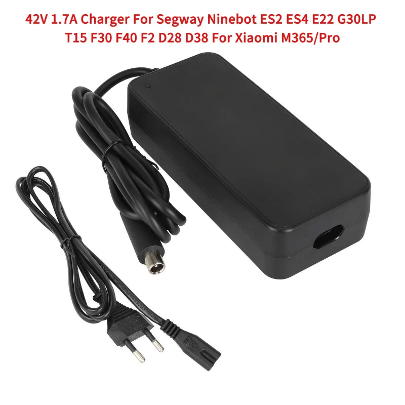 Зарядное устройство 42 В 1,7 А для Segway Ninebot ES2 ES4 E22 G30LP T15 F30 F40 F2 D28 D38 для Xiaomi M365/Pro, аксессуары для электрических скутеров
Зарядное устройство 42 В 1,7 А для Segway Ninebot ES2 ES4 E22 G30LP T15 F30 F40 F2 D28 D38 для Xiaomi M365/Pro, аксессуары для электрических скутеров