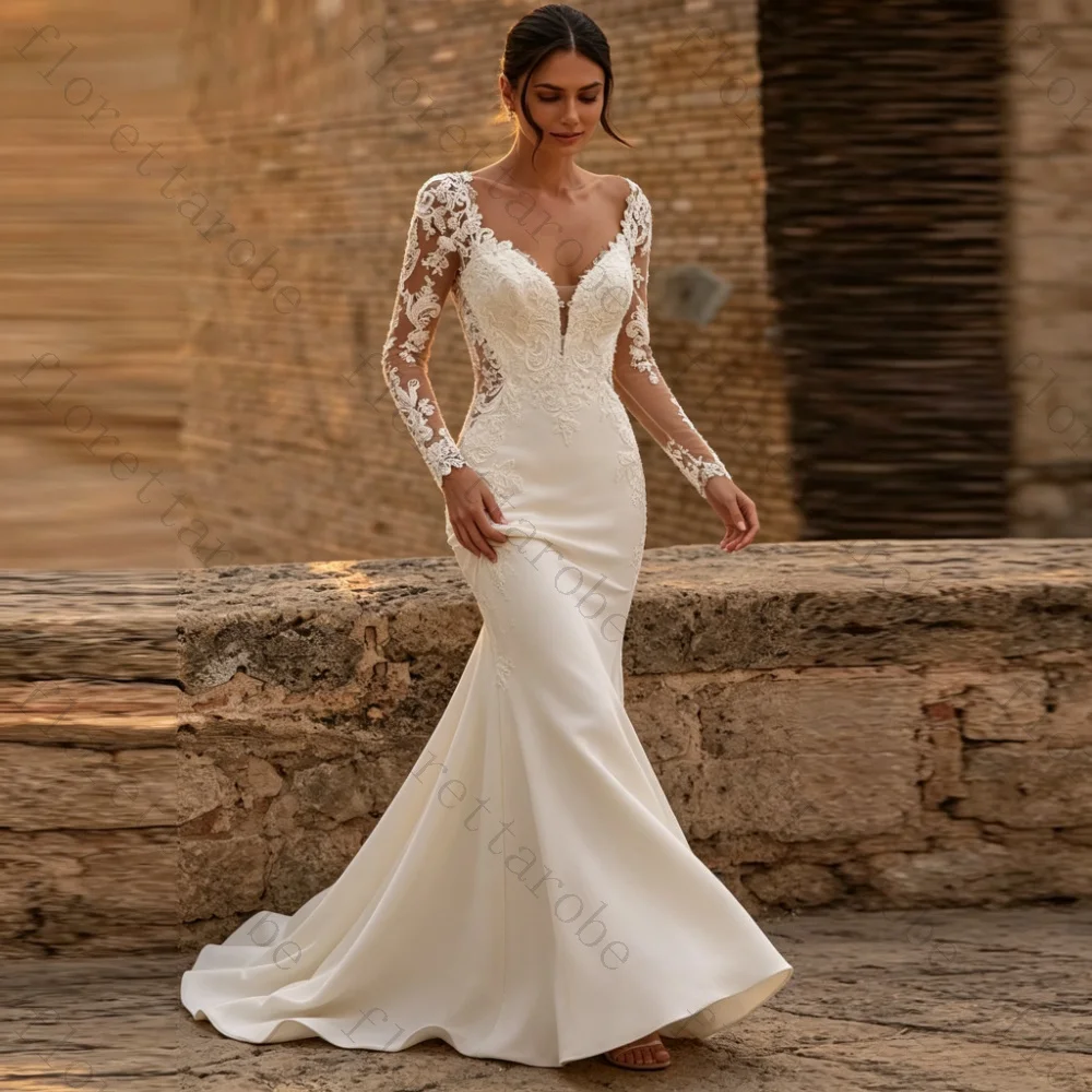 Customized Sexy Sweetheart Mermaid Wedding Dresses Dreamy Appliques Tulle Long Sleeves Bridal Gowns Elegant Lace Open Back Sweep
Customized Sexy Sweetheart Mermaid Wedding Dresses Dreamy Appliques Tulle Long Sleeves Bridal Gowns Elegant Lace Open Back Sweep